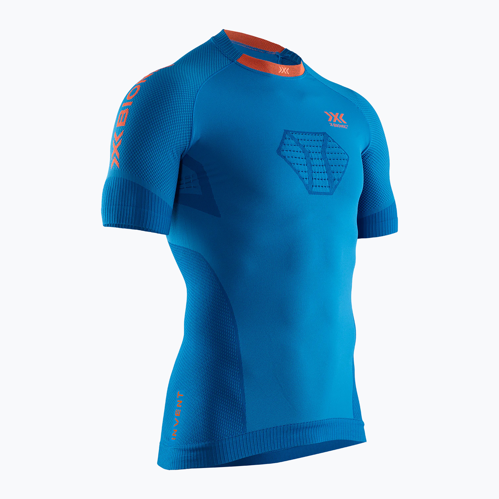 Мъжка тениска за бягане X-Bionic Invent 4.0 Run Speed teal blue/curcuma orange