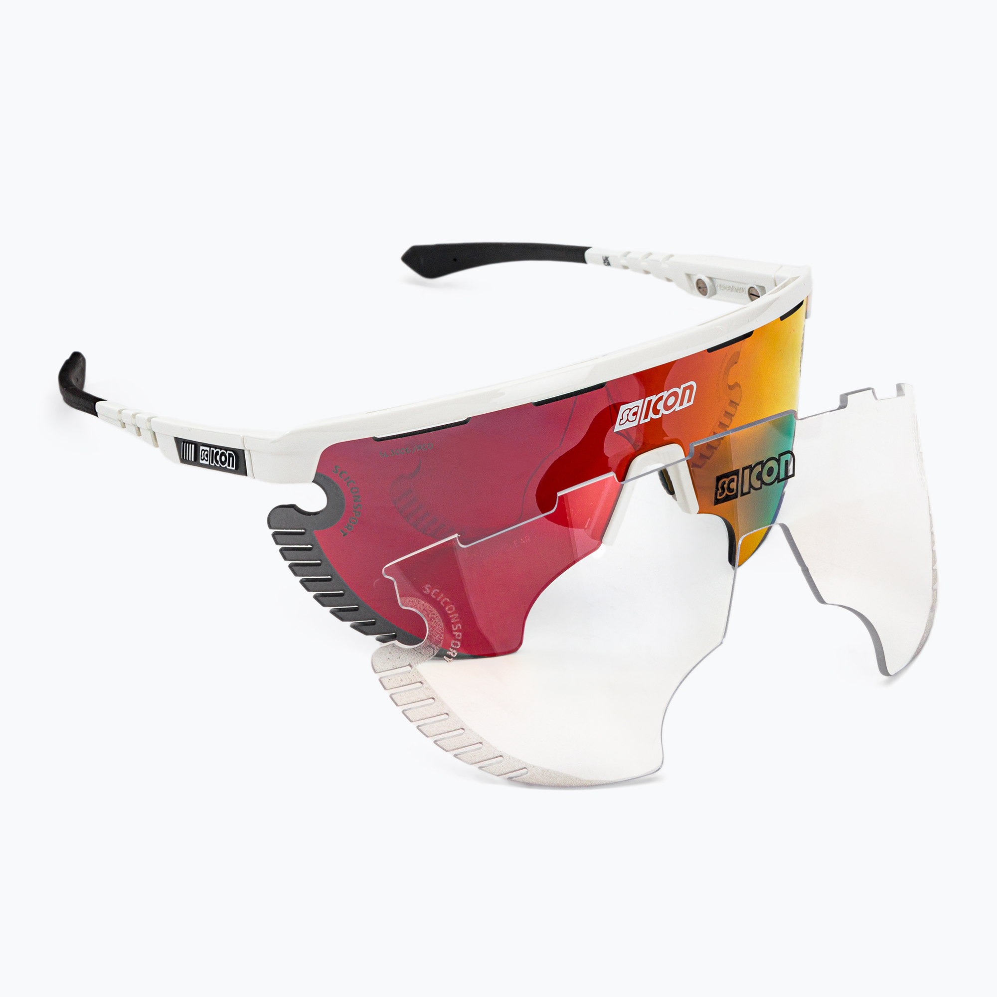 SCICON Aerowing Lamon бели гланц/скнп мултиогледални червени очила за колоездене EY30060800