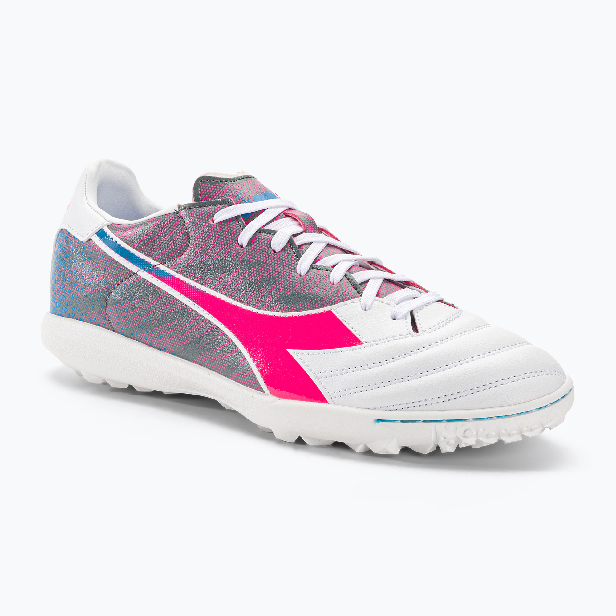 Мъжки футболни обувки Diadora Brasil Elite Veloce GR TFR white/pink fluo/blue fluo