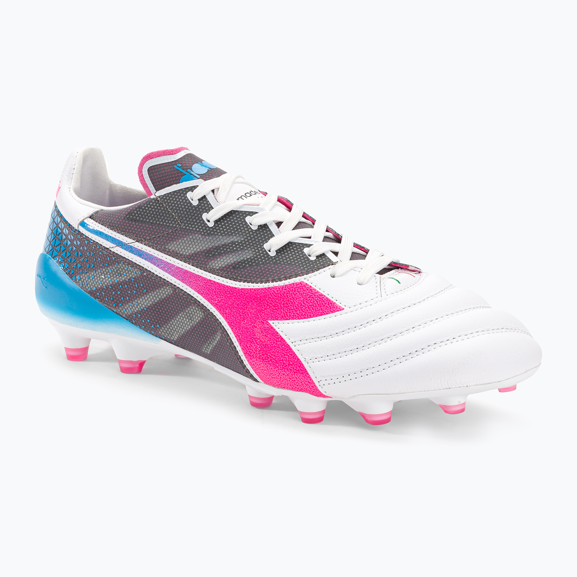 Мъжки футболни обувки Diadora Brasil Elite Veloce GR ITA LPX white/pink fluo/blue fluo