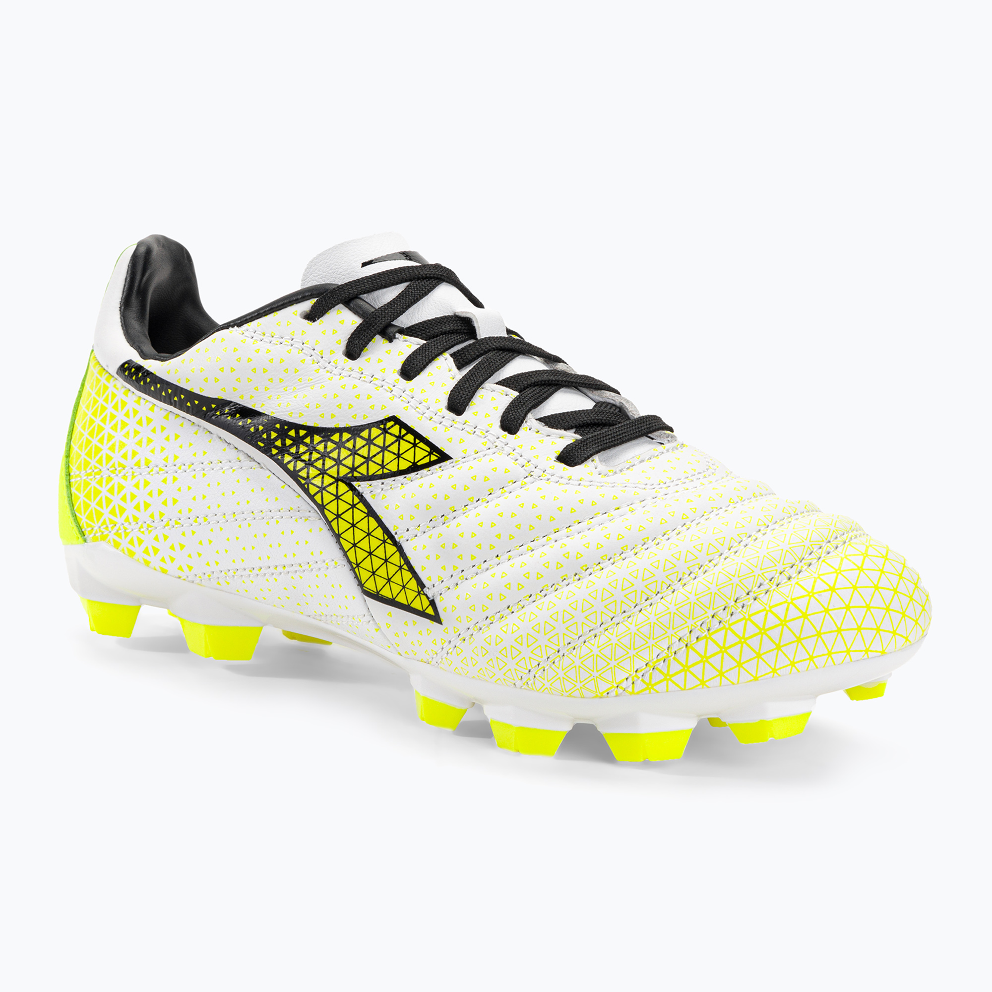 Детски футболни обувки Diadora Brasil Elite GR LT LPU Y бяло/черно/флуорово жълто