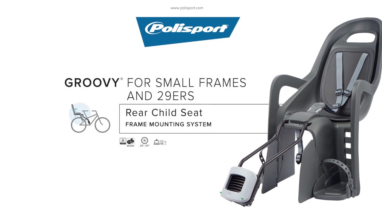 Седалка за велосипед Polisport Groovy Maxi FF 29 black/grey FO със задна рамка 8406000011