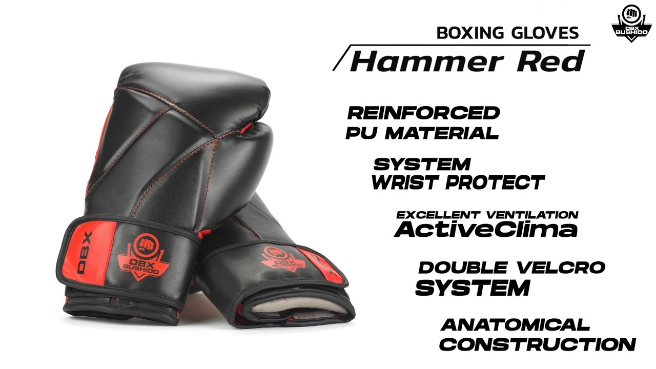 DBX BUSHIDO "Hammer - Red" Муай тай боксови ръкавици черни/червени
