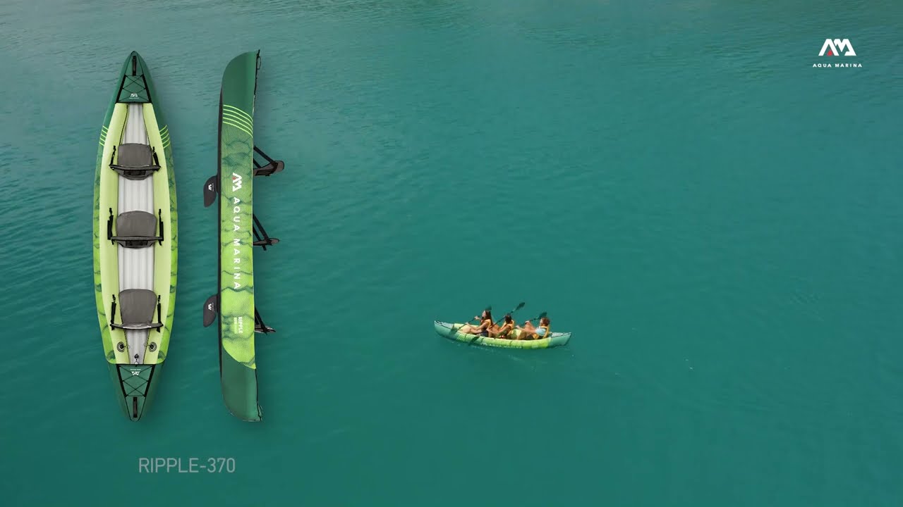 Aqua Marina Recreational Canoe green Ripple-370 Надуваем каяк за 3 човека 12'2